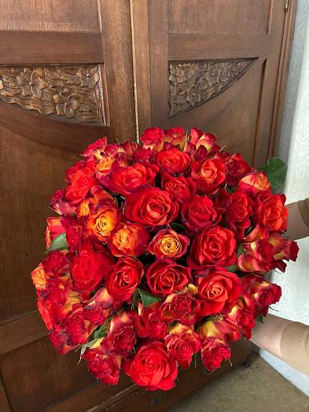 Beautiful bouquet of 50 orange Roses