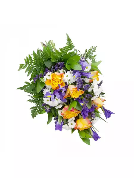 Funeral rose and iris bouquet