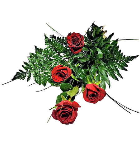 Funeral bouquet of red roses 4 pcs