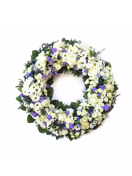 Funeral wreath blue light
