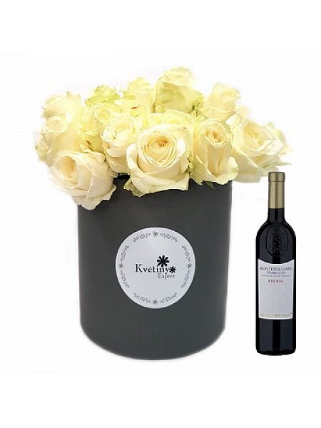 Flower box with wine