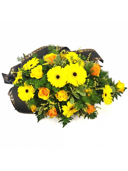 Funeral gerbera and roses bouquet