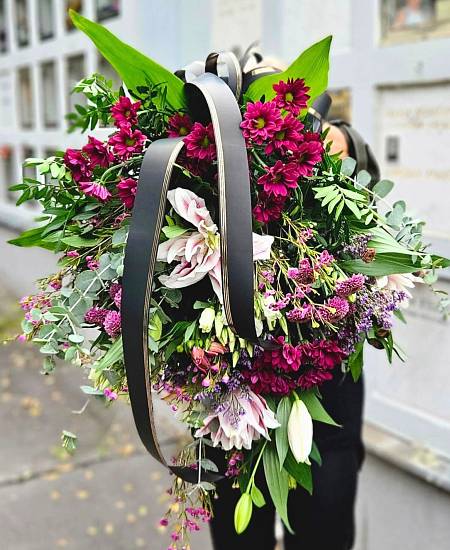 Funeral Bouquet Purple Chrysanthemums