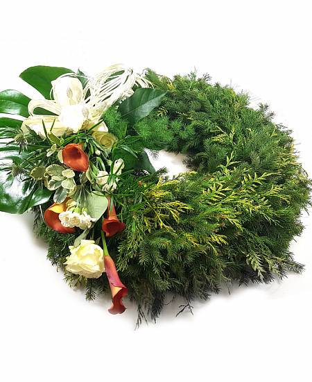 Funeral wreath calla lily and rose