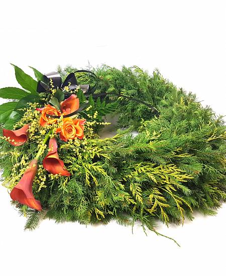 Funeral wreath calla lily and rose